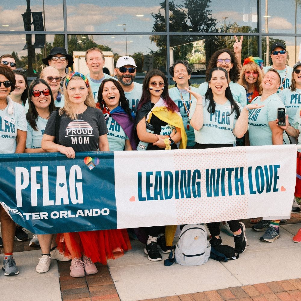 PFLAG Greater Orlando members at a Pride parade.